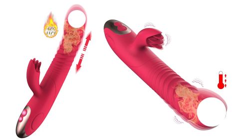 2 In1 Heated Dildo Vibrator G Spot Stimulation Licking Massager 10 Modes