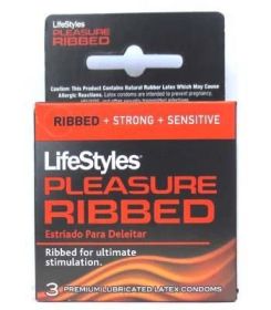 Lifestyles Condom Ribbed Pleasure Lubricated 3 Pack