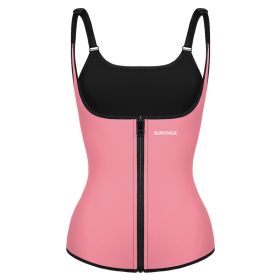 Burvogue Waist Trainer Corset Underbust Shapewear Latex Body Shaper Tummy Slimming Underwear Women Weight Loss Sauna Sweat Vest (Color: Pink, size: L)