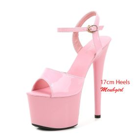 Mclubgirl Women Sexy Show Sandals 13 15 17 CM High Heels Sexy Platform Color Sandals Girls Shoe for Party Club Drop Sale LFD (Color: 181-14-PINK, size: 39)