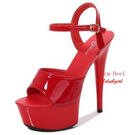 Mclubgirl Women Sexy Show Sandals 13 15 17 CM High Heels Sexy Platform Color Sandals Girls Shoe for Party Club Drop Sale LFD (Color: 8661-1-RED, size: 34)