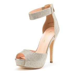 Dream Pairs Women's Sandals Summer Shoes Platform Heels Sexy High Heels Ladies Stilettos Strappy Pumps Woman Ankle Strap Shoes (Color: GOLD GLITTER, size: 8 US)