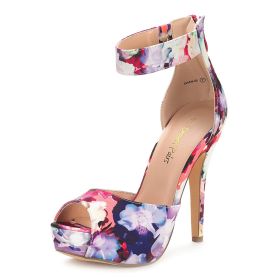 Dream Pairs Women's Sandals Summer Shoes Platform Heels Sexy High Heels Ladies Stilettos Strappy Pumps Woman Ankle Strap Shoes (Color: FLORAL, size: 8 US)