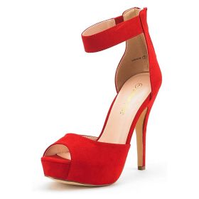 Dream Pairs Women's Sandals Summer Shoes Platform Heels Sexy High Heels Ladies Stilettos Strappy Pumps Woman Ankle Strap Shoes (Color: Red, size: 6 US)