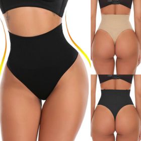 High Waist Tummy Tightening Thong (Color: Black, size: S)