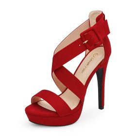 Dream Pairs Women's Sexy Super High Heels Open Toe Stilettos Platform Party Pump Thin Heel Sandals Wedding Party Shoes Woman (Color: RED SUEDE, size: 11)