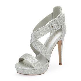 Dream Pairs Women's Sexy Super High Heels Open Toe Stilettos Platform Party Pump Thin Heel Sandals Wedding Party Shoes Woman (Color: SILVER GLITTER, size: 6)